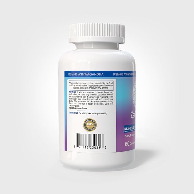 Nutraxcol ZenRenity – KSM-66 Ashwagandha for Women &amp Men with Rhodiola &amp Bacopa | Adaptogenic Blend for Mood Focus Energy &amp Daily Wellness – 60 Capsules