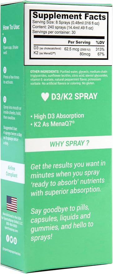 Spectraspray Ultimate Sleep &amp Daily Wellness Pack – Melatonin-Free Sleep Aid &amp Vitamin D3 + K2 for Immune &amp Bone Support