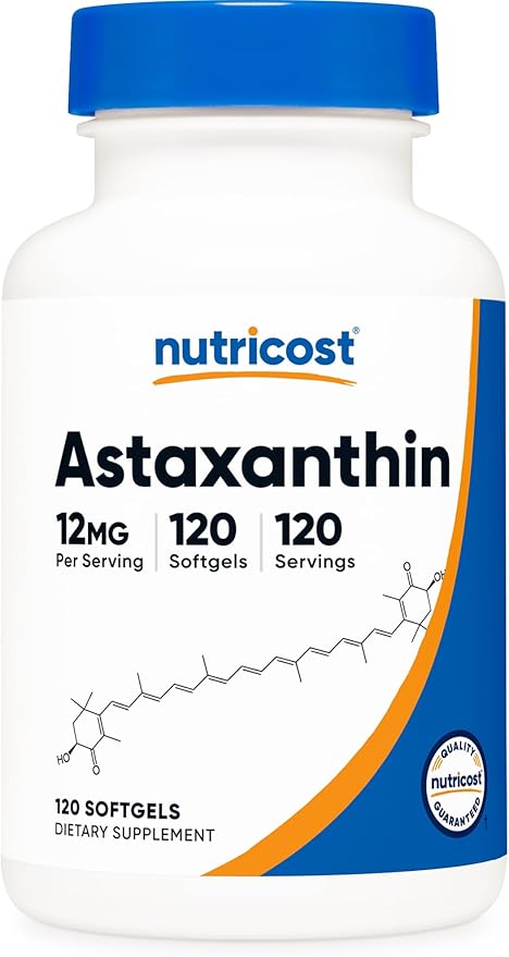 Nutricost Astaxanthin 12mg Non-GMO and Gluten Free 120 Softgels (4 Month Supply)