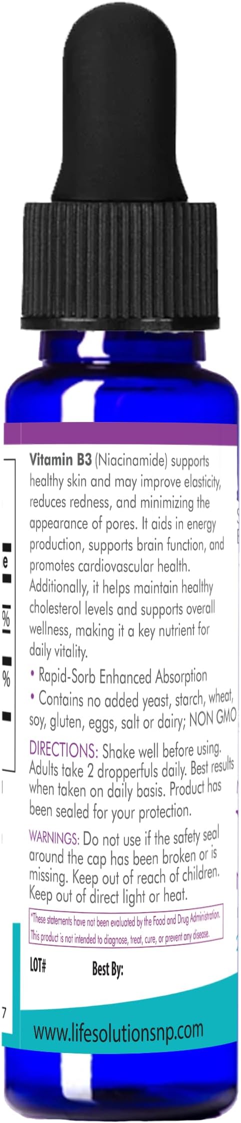 Life Solutions Vitamin B3 Niacinamide 2oz Dropper