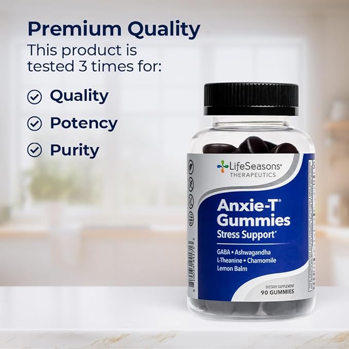 LifeSeasons Anxie-T Stress Relief Gummies &amp Magnesium Glycinate 350mg Capsules – Supplements to Support Stress Relief Sleep Mood Heart Health Muscles &amp Metabolism – 90 Gummies &amp 120 Ca
