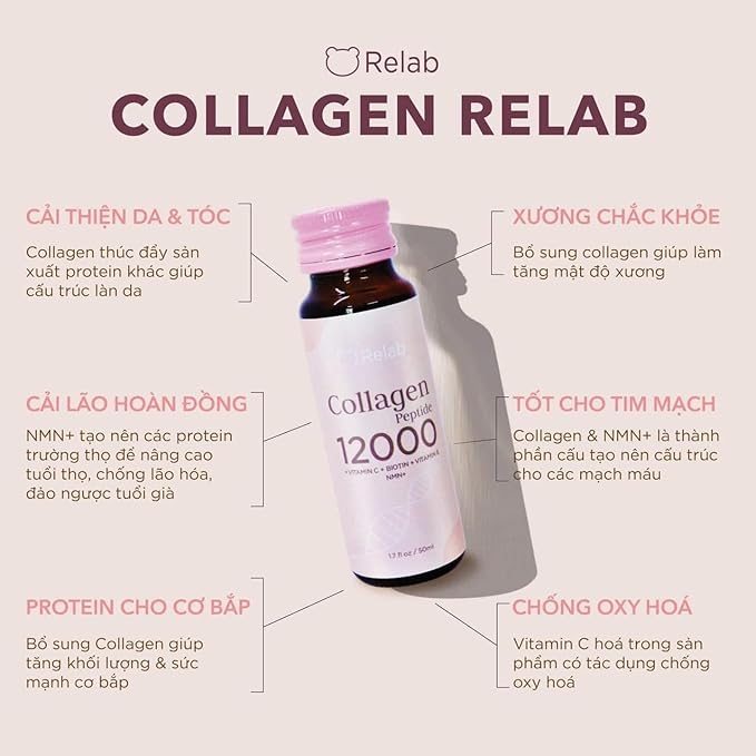 Collagen Peptide 12000 Supplement 1.7 fl oz with Vitamin C Biotin Vitamin E (6 Bottles)