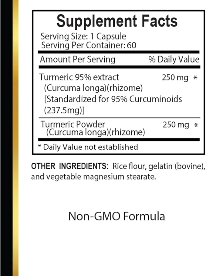 Turmeric Curcumin Capsules – Pure Extract Formula for Wellness &amp Vitality – 2 Bottles 120 Capsules – GMP-Certified Manufacturing