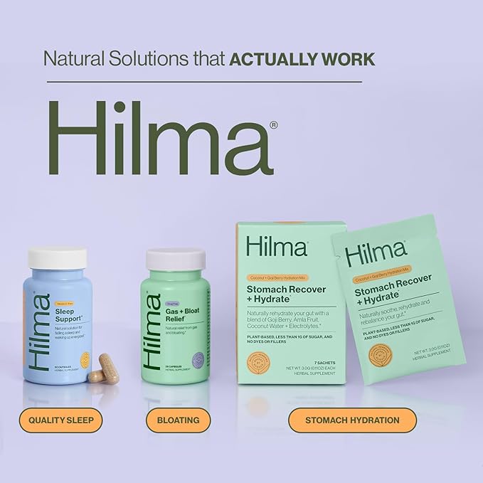 Hilma Sleep Aid Formulated with Magnesium &amp L-Theanine Natural Sleep Aids for Adults to Help You Fall Asleep and Stay Asleep Melatonin-Free Non-Drowsy Next Day Formula 2 Pack w/ 100 Vegan Capsu