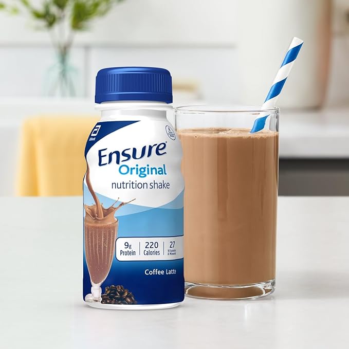 Ensure Original Coffee Latte Nutrition Shake | Small Meal Replacement Shake | Ready To Drink | 9g Protein 27 Vitamins and Minerals | 8 fl oz - 24 Pack