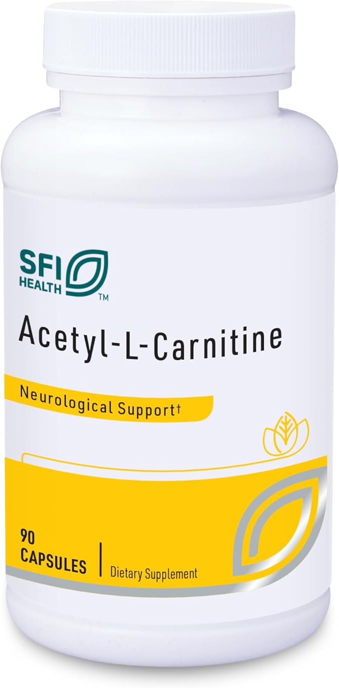 Klaire Labs SFI Health Acetyl-L-Carnitine 500 mg - Hypoallergenic Acetyl L-Carnitine Supplement - Promotes Cognitive Health Energy Production &amp Brain Support (90 Capsules)