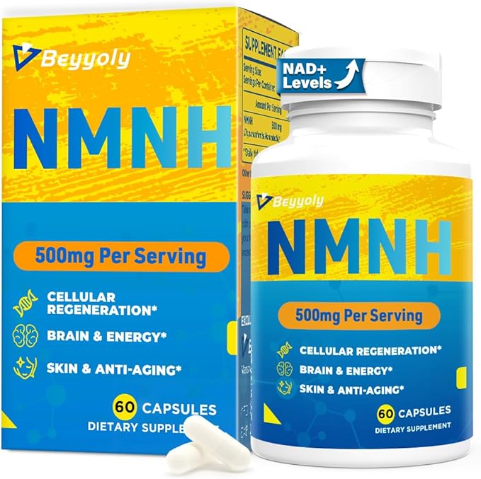 NMNH Supplement (Dihydronicotinamide Mononucleotide)500mg Per Serving NMNH NAD Supplements for Women &amp Men NMNH to Boost NAD+ Levels As We Age for Anti Aging Cell Health* Brain*  Energy- 60 C