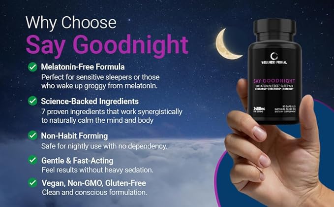 Melatonin Free Sleep Aid Supplement for Longer Restful Sleep &amp Stress Relief w/Magnesium GABA L-Glycine L-Theanine Apigenin Taurine &amp Zinc (180 Vegan Capsules) (2)