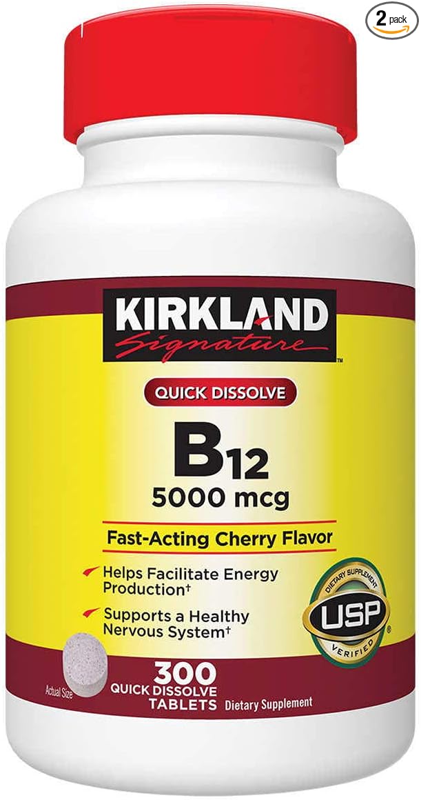 Kirkland Signature Quick Dissolve B-12 5000 mcg. 300 Tablets (2 Pack)