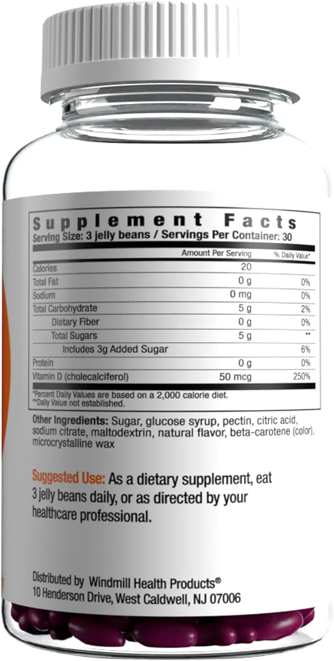 Vitamin D Jelly Beans Supports Immune Health Promotes Bone Health Pectin Based Vegan &amp Gluten Free Mixed Berry Flavor 90 Jelly Beans 30 Servings