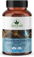 Magnesium Citrate 500mg + Vitamin D 180 Capsules - 6 Months Supply - Easily Absorbed - Muscle Heart &amp Digestive Support - One per Day Non-GMO (1)