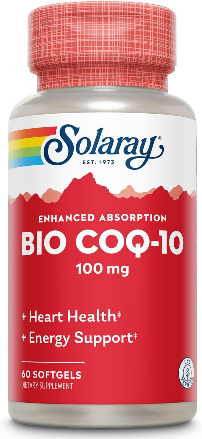 SOLARAY Bio CoQ-10 100 mg | Enhanced Absorption | Vitamins A &amp E | Healthy Heart &amp Cellular Energy Support (60 CT)
