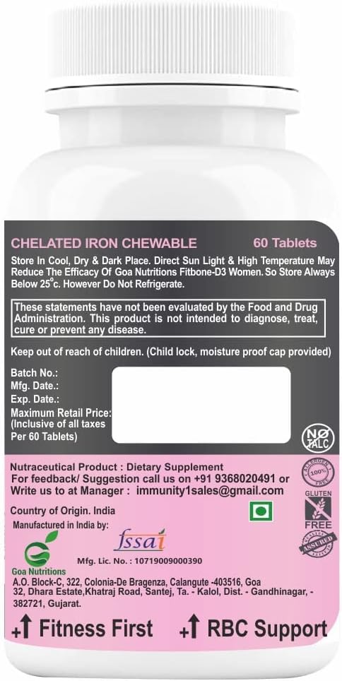 Viva Iron Tablets with Folic Acid Vitamin C B12 lysine Spirulina &amp Zinc Supplements As Haemoglobin Builder Immunity Boosters Energy for Women Teenager Girls – 60 Chewables (Pack of 1)