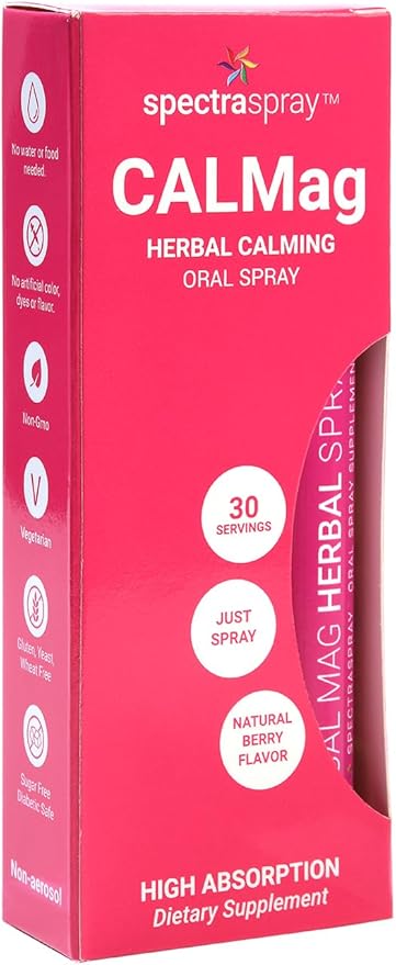 Spectraspray CalMAG + D3 Herbal Oral Supplement Spray Natural Orange Flavor Vegan &amp Non-GMO Formula Calcium + Magnesium 8 mg Vitamin C &amp 400 IU D3 per Serving 30 Day Supply