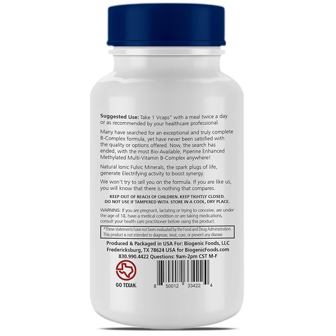 Methylectric B-50 Complex - Methylated B1 - B20 Multi-Vitamin and Fulvic Minerals Veggie Caps
