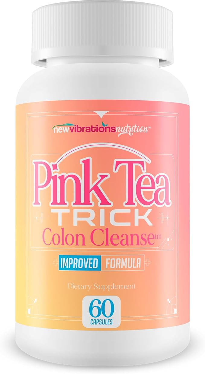 Pink Tea Trick Colon Cleanse - Our Best Gut Bloat Reducing Colon Cleanse Supplement - Slim Gut &amp Flush Out Waste &amp Toxins With This Detox Cleanse Probiotic - Natural Cleanse Detox - Pink Power