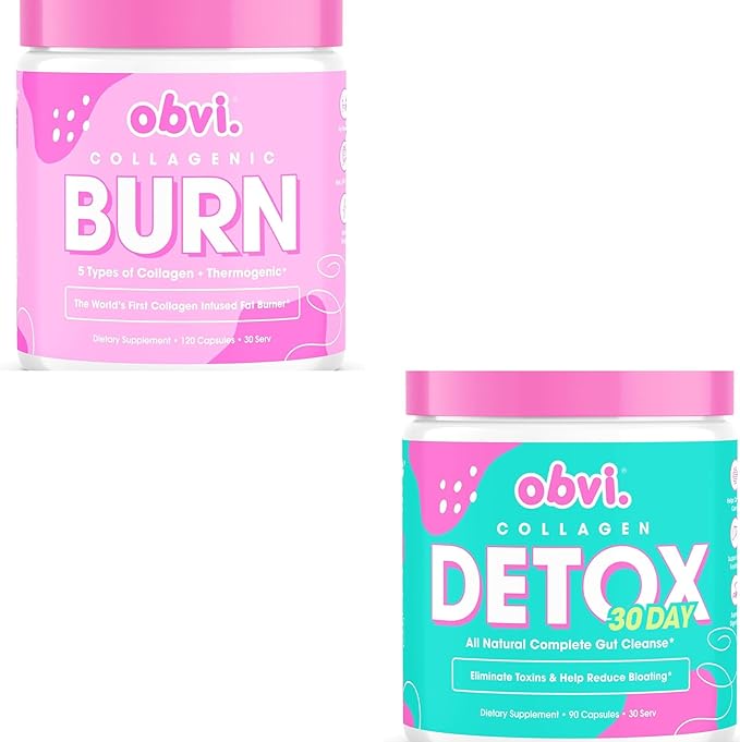 Obvi Collagenic Burn and Detox Colon Cleanse Supplement | Supports Metabolism Energy Focus| Promotes Digestive and Gut Health Bloating Relief Helps Remove Toxins