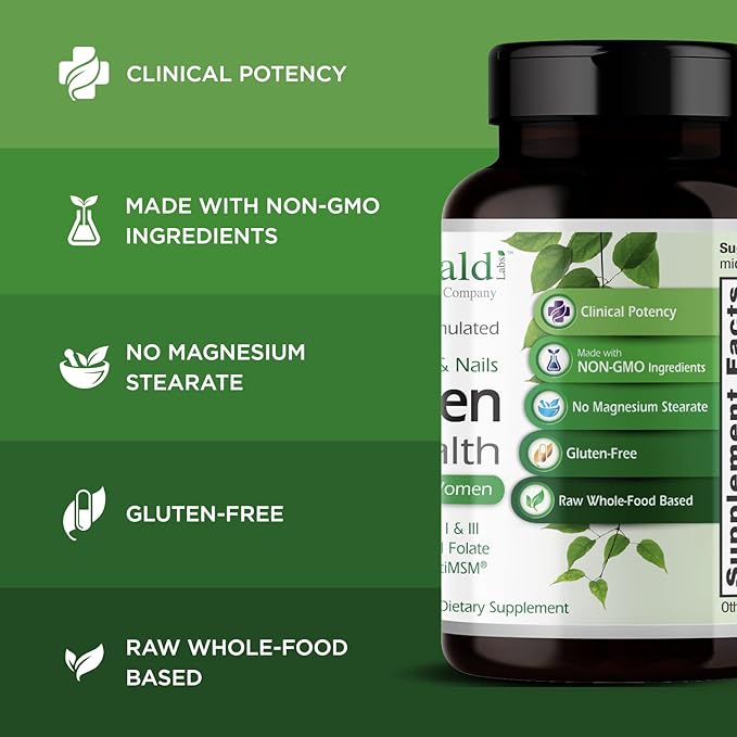 EMERALD LABS Collagen Health - Hydrolyzed Collagen for Healthy Hair Skin &amp Nails with Saw Palmetto &amp Beta-Sitosterol - Also Supports Immune &amp Adrenal Health - 90 Vegetable Capsules (30-Da