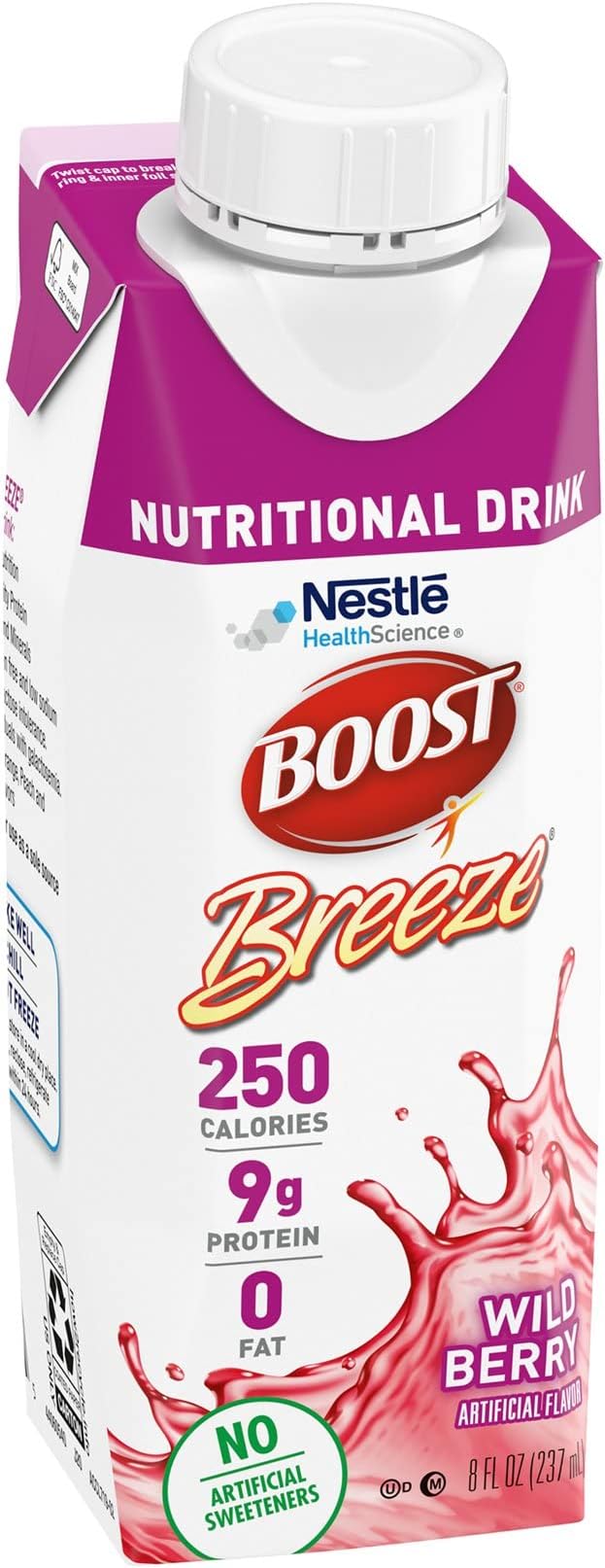 BOOST Breeze Clear Nutritional Drink 9g Protein 250 Nutrient-Rich Calories Wild Berry 8 fl oz (Pack of 24) &amp Very High Calorie Vanilla Nutritional Drink – 22g Protein 530 Nutrient Rich Calori