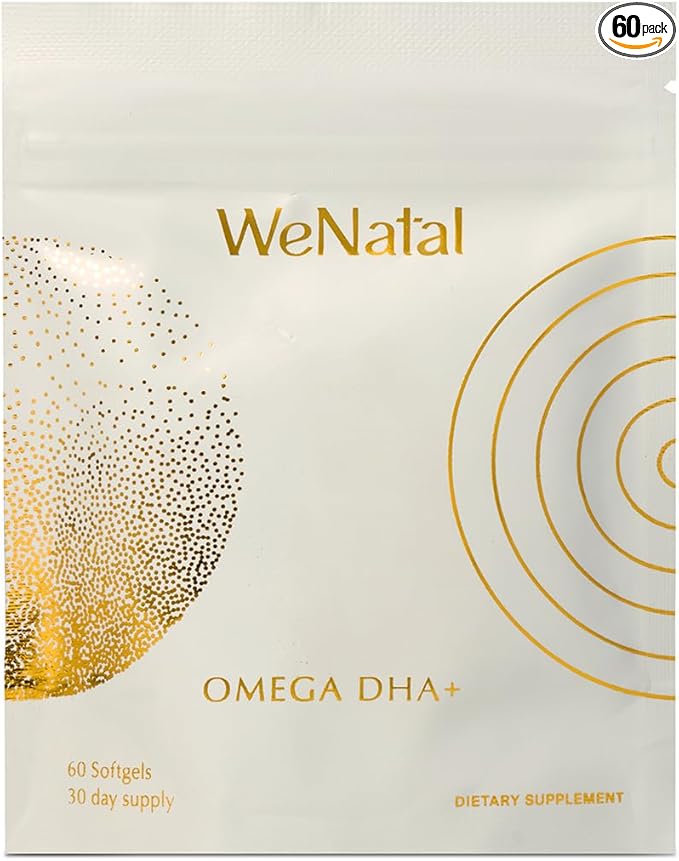 WeNatal Omega DHA+ Fish Oil Supplement with 600mg DHA EPA DPA – Brain Fertility and Pregnancy Support – Third-Party Tested Mercury-Free No Aftertaste – 60 Softgels