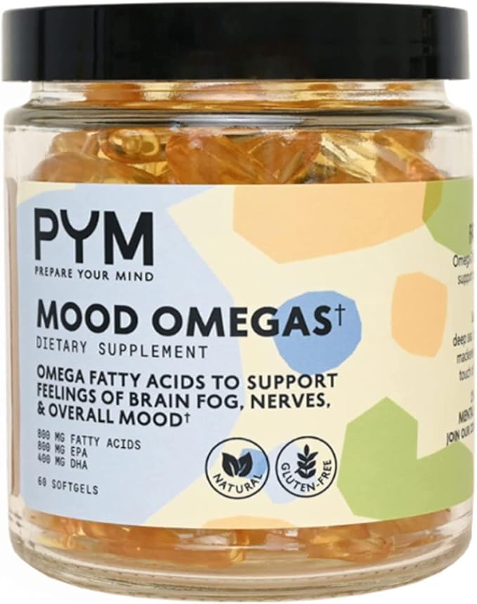 Omega-3 Supplement by PYM for Mood and Emotional Support (60 Count) | Omega-3 Fatty Acids DHA EPA &amp Vitamin E | Non-GMO Gluten-Free No Added Sugar