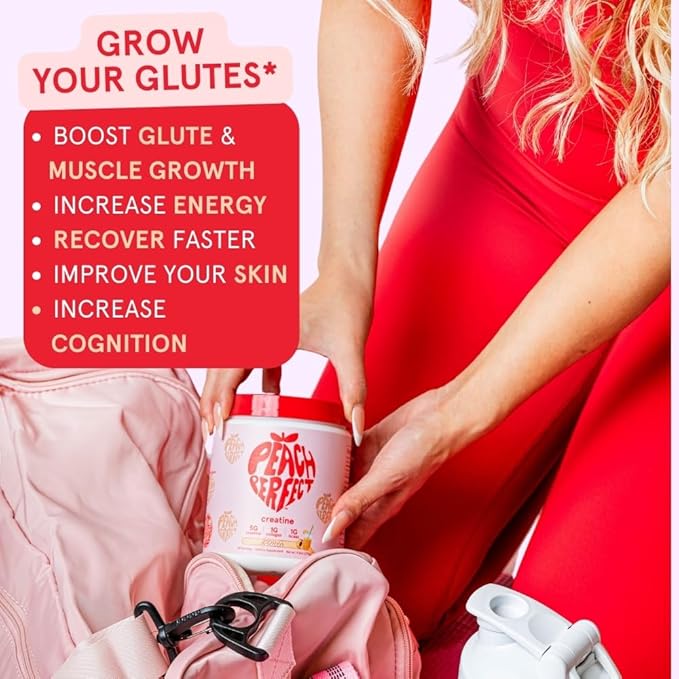 Peach Perfect Creatine Blend for Women – Micronized Creatine Monohydrate with BCAA &amp Collagen for Glute Strength Support – Pink Lemonade – 30 Servings
