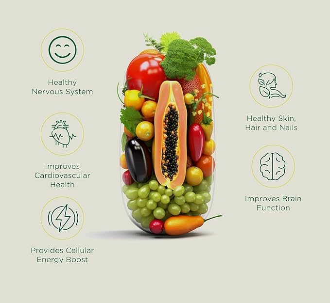 Vitamin B Complex with Vitamin D3 Vitamin K2 &amp Centella Asiatica with B1 B2 B3 B5 B6 B9 &amp Vitamin B12 |Improves Hair Skin &amp Nails | Improves Heart Health &amp Regulates Calcium | 6