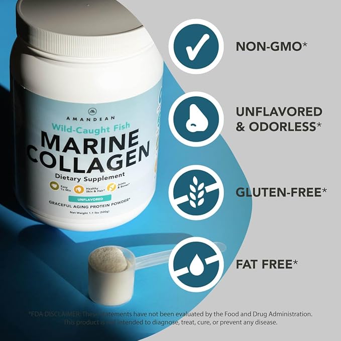 AMANDEAN Premium Magnesium Complex &amp Marine Collagen Bundle. High-Absorption Magnesium Threonate Glycinate &amp Malate. Wild-Caught Hydrolyzed Fish Collagen Protein. Support Quality Sleep Skin