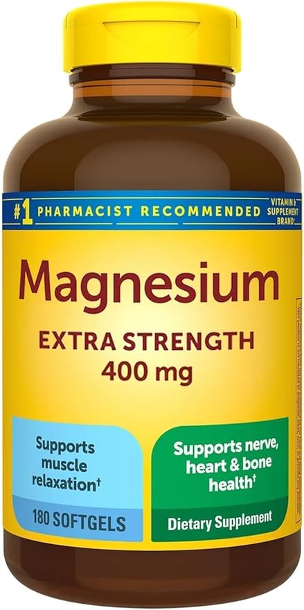 Extra Strength Magnesium 400mg | Bone Nerve &amp Muscle Support | 180 Softgels – 6 Month Supply | Gluten Free | High Potency Relaxation &amp Wellness Supplement | Nature Inspired Formula