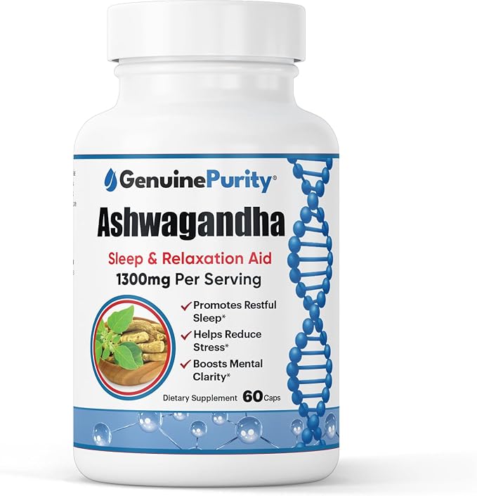 Organic Ashwagandha Supplement - 60 Vegan Capsules of Ashwagandha Root Extract with Black Pepper for Better Absorption - Support Relaxation Calm Mood &amp Sleep Quality