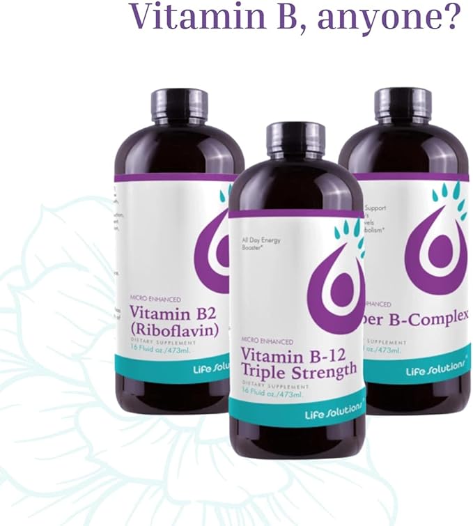 Life Solutions Vitamin B2 - Liquid Dietary Supplement with 50mg Riboflavin Per Serving - Highly Bioavailable Pharmacist Formulated Rapid-Sorb Technology for Efficient Nutrient Absorption - 16 fl oz