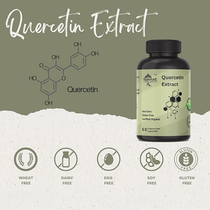 Quercetin Extract Capsules Non-GMOGluten-Free Vegetarian Supports Overall Health Strength Energy (60 Capsules)