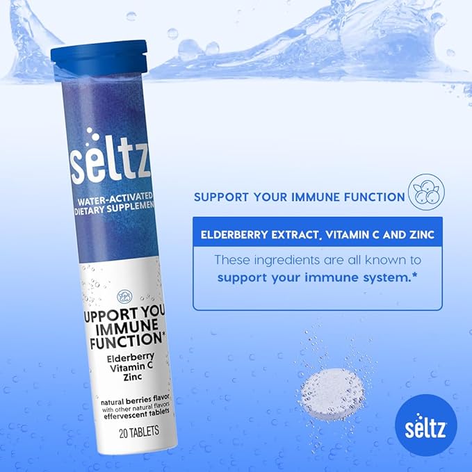 Seltz® D-fense &amp D-Light Pack - Vitamin D + Immune Support Effervescent Vitamins (Soak up The Sun + Support Your Immune Function) with Vitamin D3 (5000 IU) Elderberry Vitamin C and Zinc