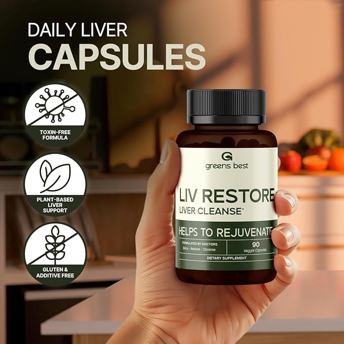 GREEN'S BEST Liver Support Supplement – Liver Detox &amp Repair with Milk Thistle Dandelion &amp Turmeric – Promotes Liver Health &amp Cleansing – Herbal Formula for Fatty Liver &amp Digestion –