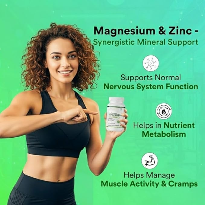 Magnesium Glycinate 1100mg (Elemental Magnesium 242mg) with Zinc 10mg (as Zinc Picolinate) Per Serving - 120 Capsules (Pack of 1)
