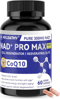 NAD+ Supplement for Men and Women with Resveratrol and CoQ10 Promotes Cell Regeneration and Anti-Aging American-Made NAD+ 60 Capsules