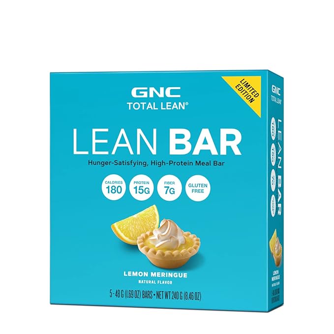 GNC Total Lean Bar | Hunger-Satisfying High-Protein Meal Bar Supports a Healthy Metabolism | Lemon Meringue | 5 Bars Per Box