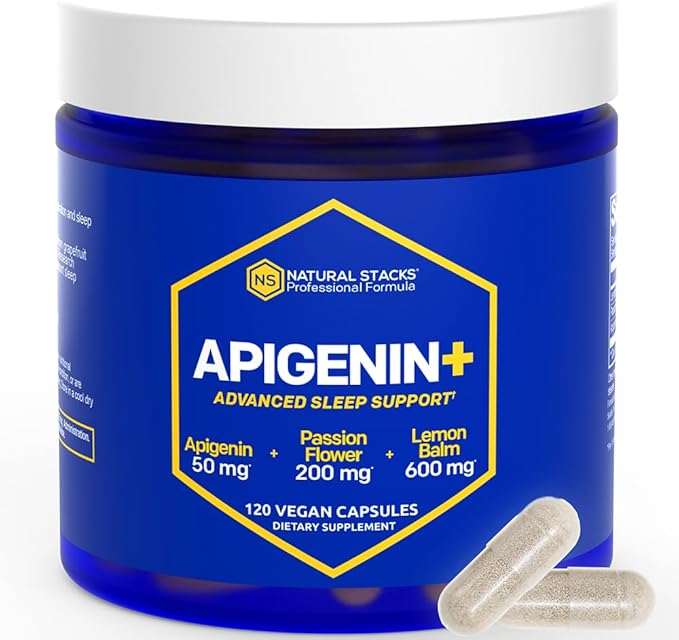 NATURAL STACKS Apigenin for Sleep + Magtech Magnesium Supplement Bundle - Supports Sleep &amp Brain Health* - 210 Total Capsules