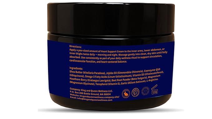 Heart Health &amp Blood Flow Support Cream – CoQ10 L-Arginine Beet Root Hawthorn | Circulation &amp Nitric Oxide | Heart 4 oz – King &amp Queen Wellness
