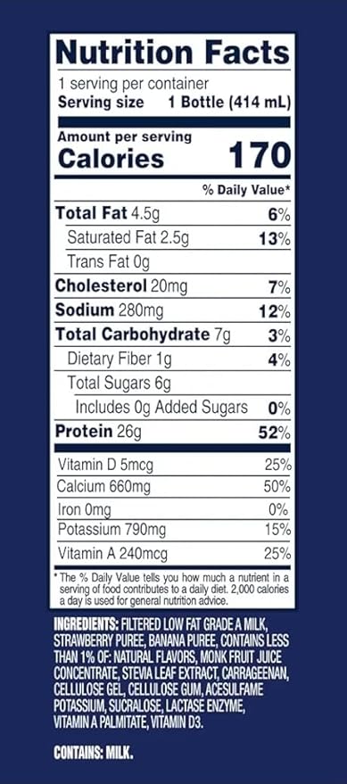 High Protein Shake Variety Pack – Vanilla Chocolate &amp Strawberry Banana (26g Protein Each) 6 Count. | Ready-to-Drink Nutrition Beverage | Custom bundled by MOOCHI