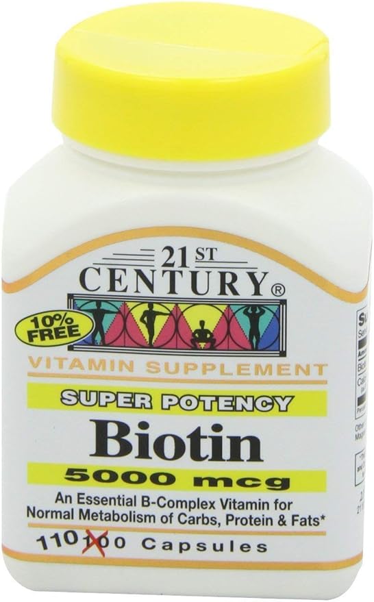 Biotin 5000 Mcg Capsules 330 Count (in 3 Bottles) / Biotine 5000 Mcg Capsules 330 Count (En 3 bouteilles)