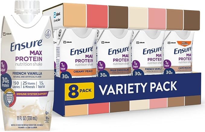 Ensure Max Protein Nutrition Shakes Variety Pack With 30g of Protein &amp Max Protein Nutrition Shake with 30g of Protein 1g of Sugar