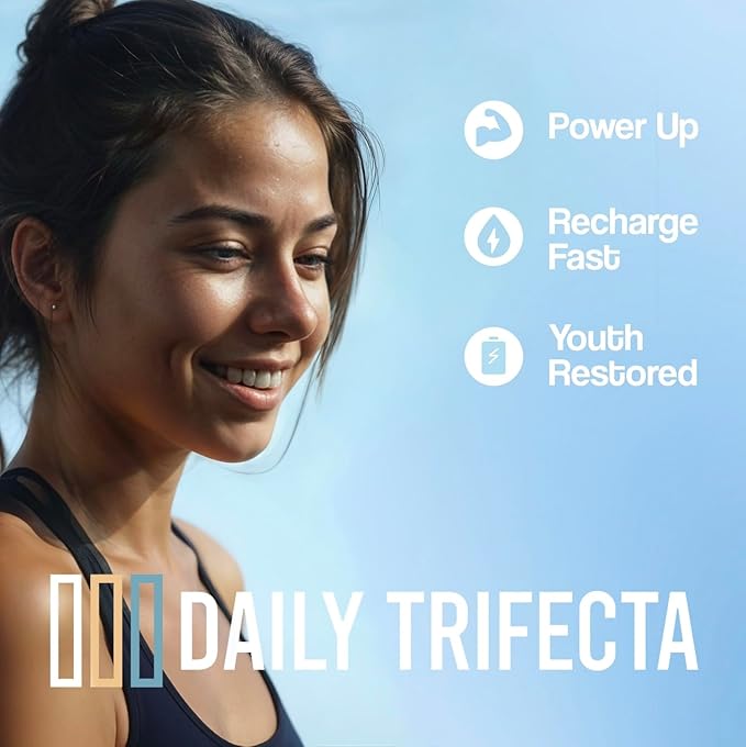 DAILY TRIFECTA 3-in-1 Collagen Creatine &amp Electrolyte Stick Packs | Type I Collagen Creatine Monohydrate Zero Sugar | 30 Natural Single-Serve Packets | Strength Hydration &amp Recovery (Grape