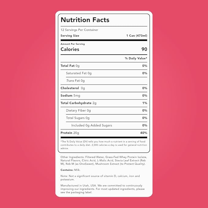 Clean Simple Eats Clear Protein Water 20G Grass Fed Whey Protein Ultra Filtered Light &amp Refreshing Beverage Low Lactose No Artificial Ingredients Candied Cran-Apple Flavor 16 Oz Cans 12 Pa