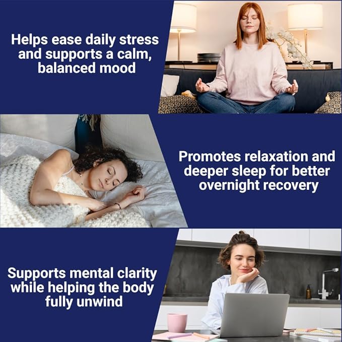 Zenium - Relieve Stress Tension Worry Nervousness &amp Irritability | Calm The Mind &amp Body | Ayurvedic | Natural Relief Supplement | Boosts Mood | Ashwagandha L-Theanine GABA Rhodiola |60