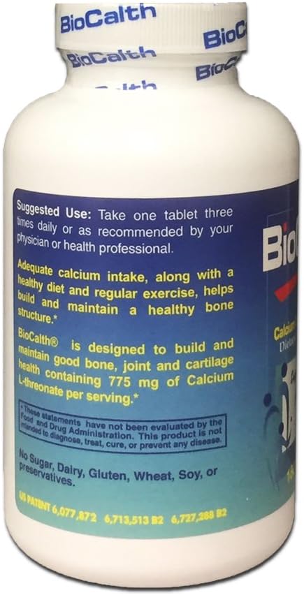 The Only Calcium with 3 U.S. Patents ——BioCalth Calcium L-threonate 180 Chewable Tablets Family Pack with GREAT VALUE!