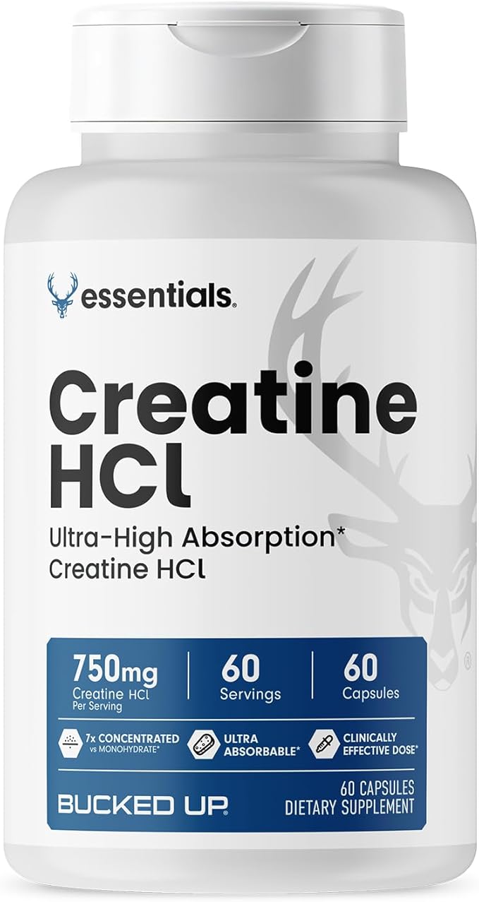 Bucked Up - Creatine HCL 750mg Serving - 60 Servings (60 Capsules)