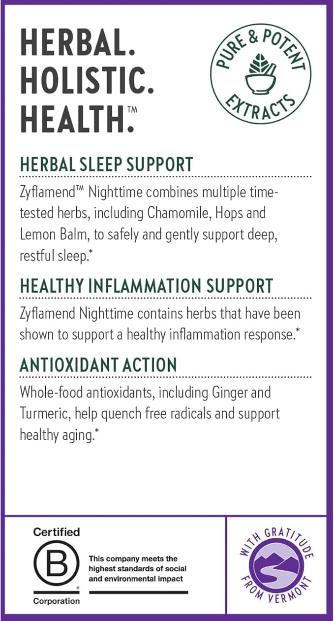 New Chapter Sleep Aid – Zyflamend Nighttime for Sleep Support with Turmeric + Valerian Root + Lemon Balm + Holy Basil Vegetarian Capsules 60 Count