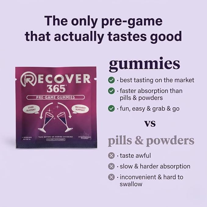 Gummies for Alcohol Metabolism &amp Liver Support - Post Drinking Relief Formula for Better Morning Recovery - B12 + Milk Thistle + DHM + Electrolytes - Vegan 10 Counts Packs of 2