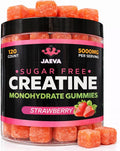 Jaeva Sugar Free Creatine Monohydrate Gummies 5g 5000mg for Men &amp Women Strawberry - 120 Count Pre Workout for Energy Boost for Building Muscle and Strength Vegan Non-GMO 3rd Party lab Test